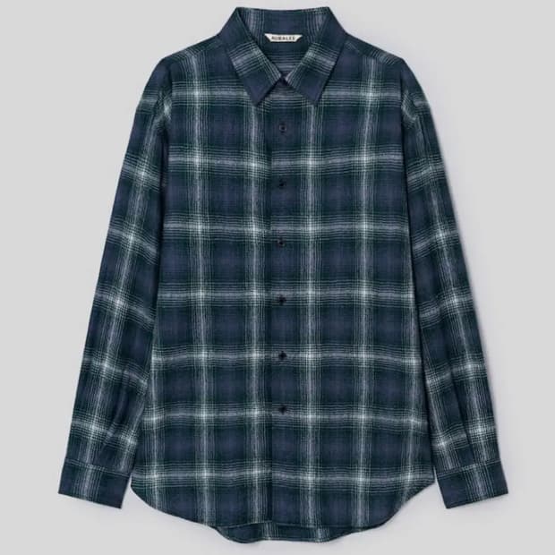 [5] AURALEE AIRY WOOL CHECK SHIRT