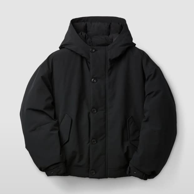 버튼 덕 다운 플라이트 봄버 (블랙)