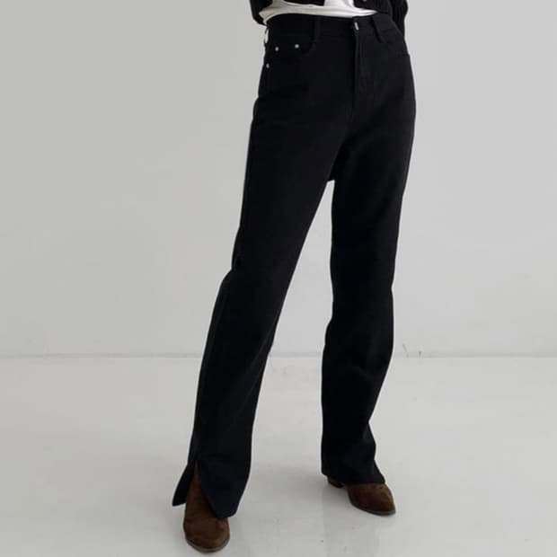 라룸 올드슬릿 코튼 팬츠 : 블랙