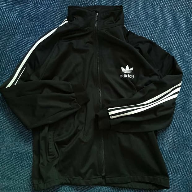 빈티지 adidad 아디다스 오버핏 자수 로고 라인 져지 짚업 블랙