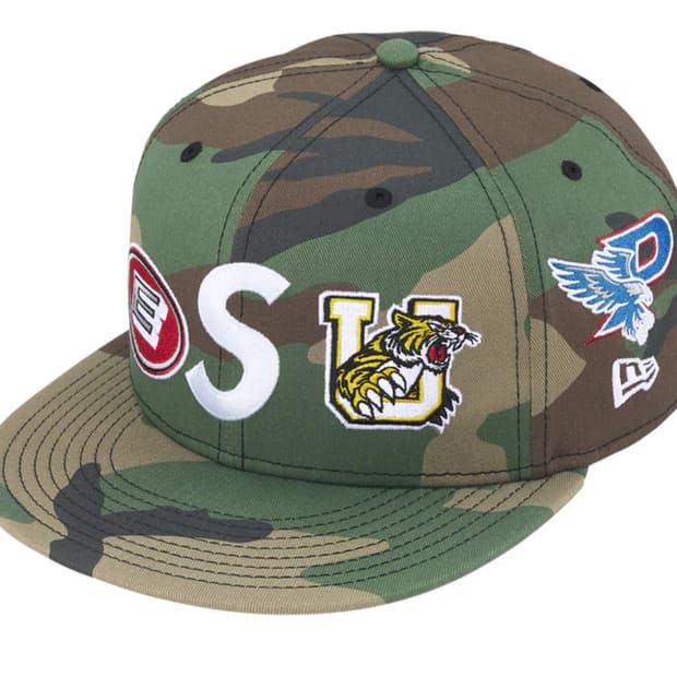 슈프림 x 뉴에라 마스코트 S로고 우드랜드 카모