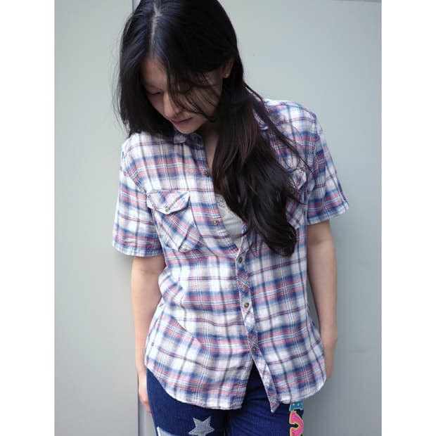 빈티지 체크 반팔 셔츠