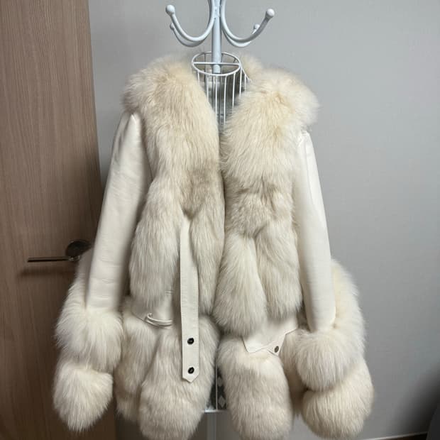 아이보리 폭스 퍼 양가죽 자켓  