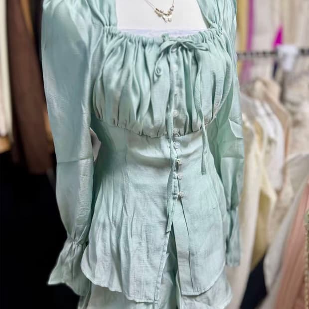 [세트상품] 레이스 탑 + 쉬폰 반바지 셋업