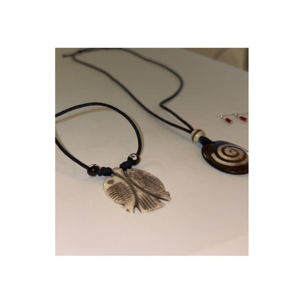 Carved Bone Twin Fish Necklace