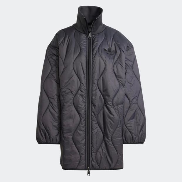 아디다스 퀼티드 미드 자켓 블랙 경량 아우터 s
