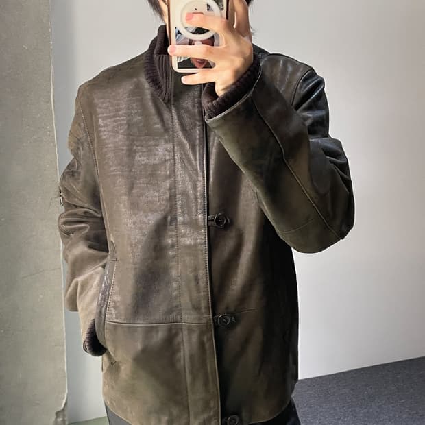 DKNY M-43 카프스킨 레더자켓