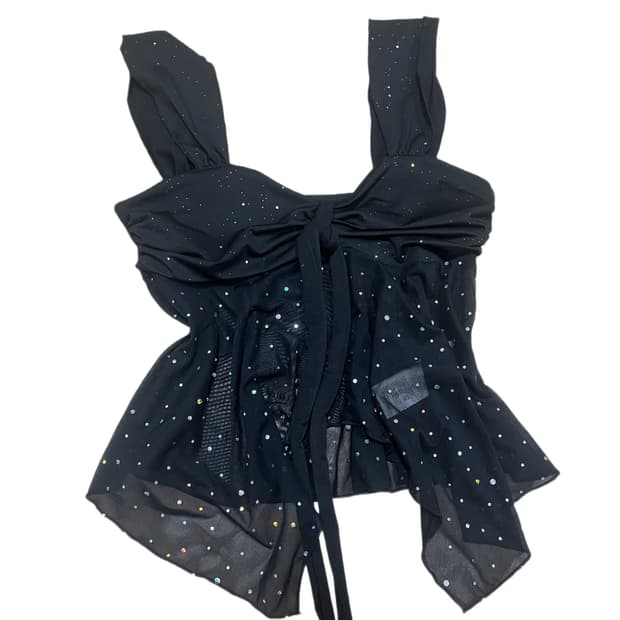 글리터 쉬폰 슬리브리스