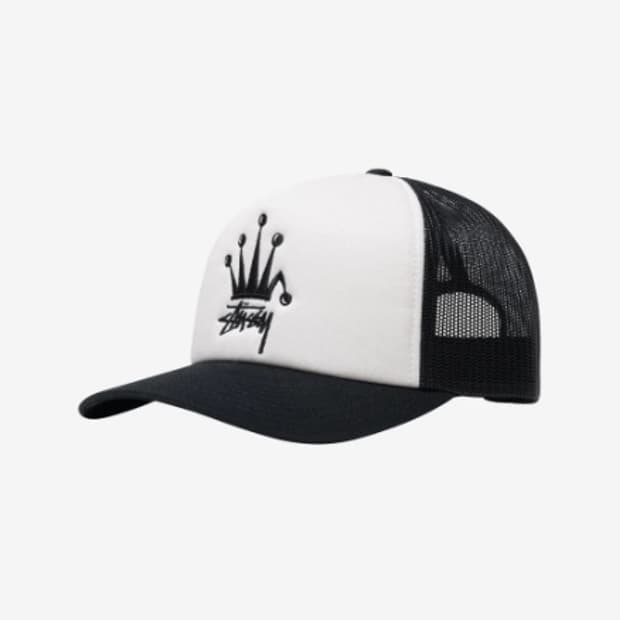 스투시 크라운 스탁 트러커 캡 블랙