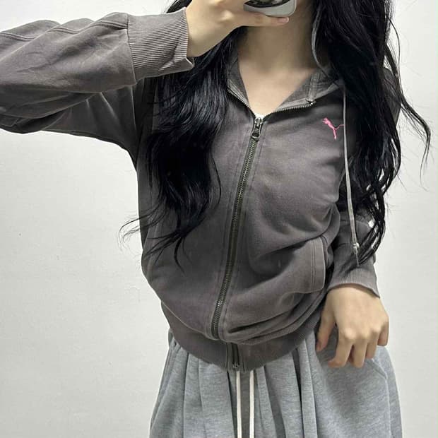 Puma 퓨마 초코브라운 걸즈 후드집업 희귀져지(L)