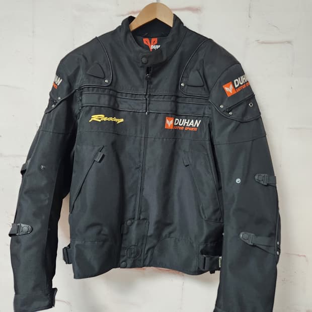 DUHAN 바이크 블랙 레이싱 자켓