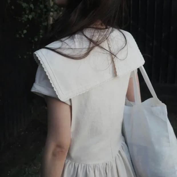 (1회착) 플레따 익스클루시브 세일러 카라 엠브로이더리 드레스 원피스