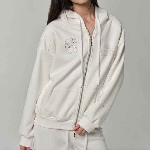 클리시어 06 크리스탈 후드 집업 화이트 09 핑크 교환 쓰리타임즈