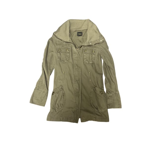 y2k Style Khaki High-Neck Jacket