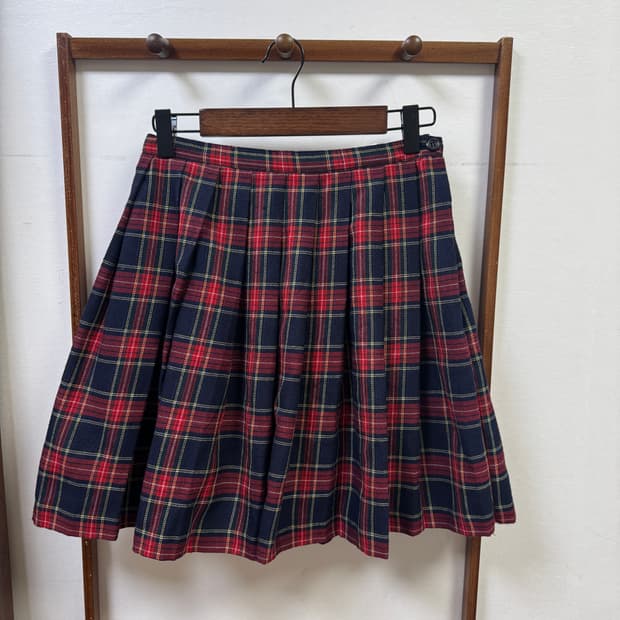 체크 플리츠 미니 스커트