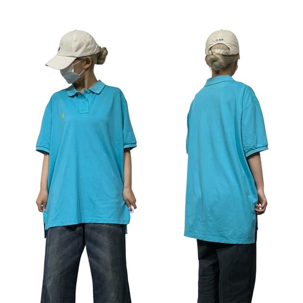 폴로 랄프 로렌 블루 오버핏 카라 반팔티 XL
