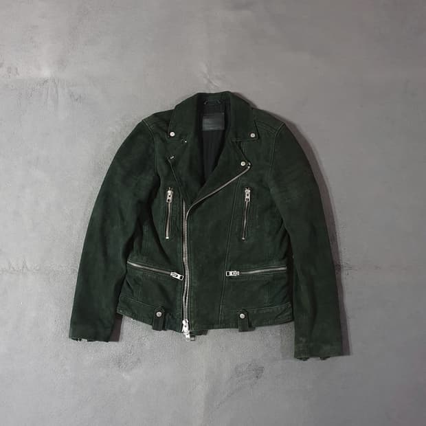 올세인츠 머피 고트 레더 스웨이드 바이커 라이더 자켓 M