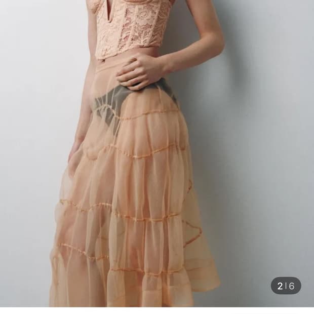 자라 오간자 미디 스커트