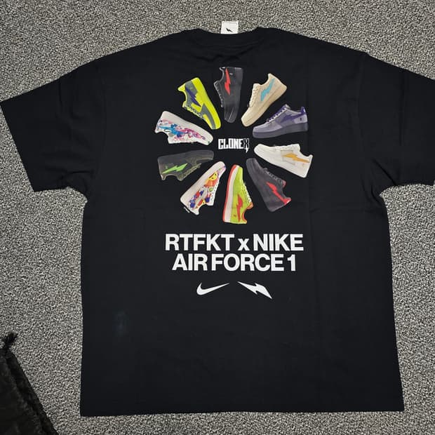 [L] RTFKT x 나이키 에어포스 티셔츠 반팔 블랙