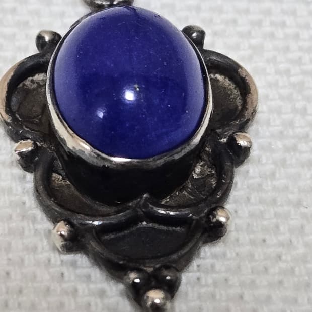 유럽 빈티지 라피스라즐리 실버프레임 후크형귀걸이