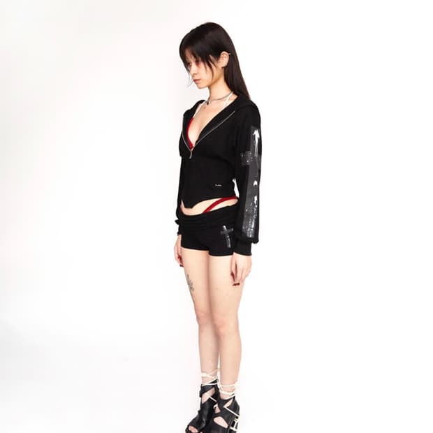 에브리벌스데이 Cross cupid roll-up shorts Black