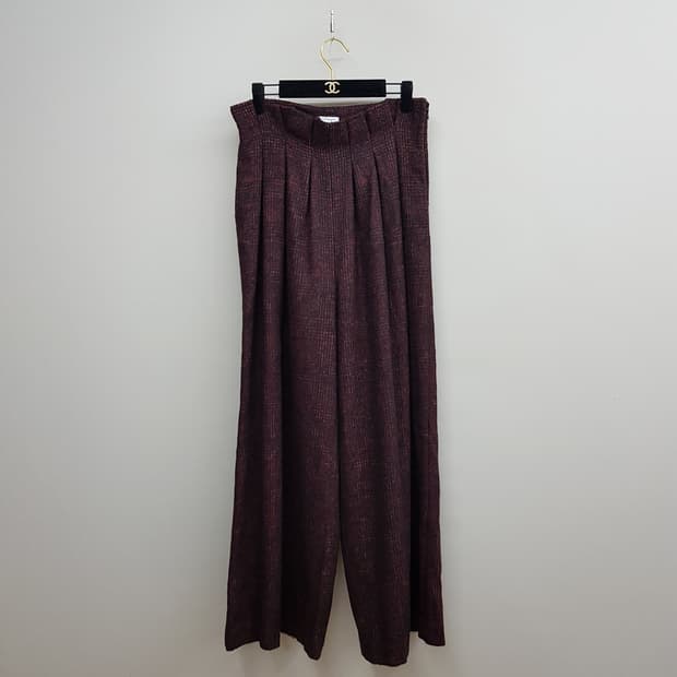 STELLA ITALY 와이드 울 블렌드 체크 롱 팬츠 IT 42사이즈