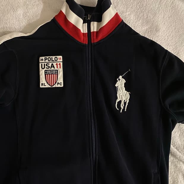 폴로 랄프로렌 USA 빅포니 성조기  집업 네이비 L