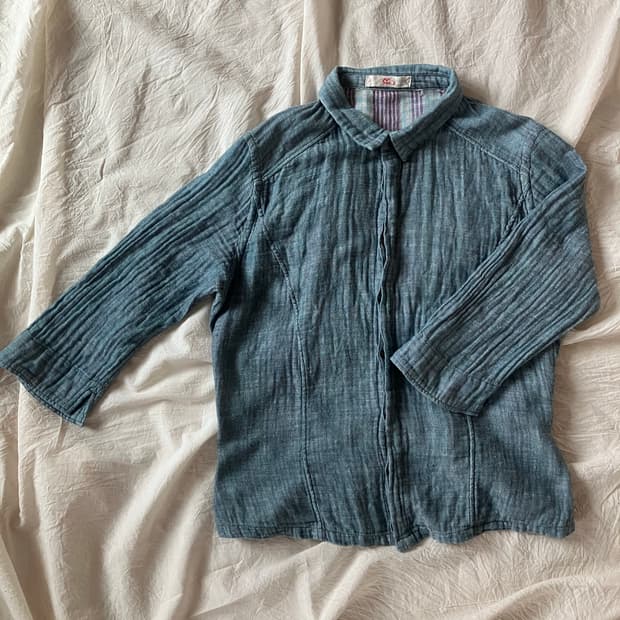 R2 블루 면 셔츠