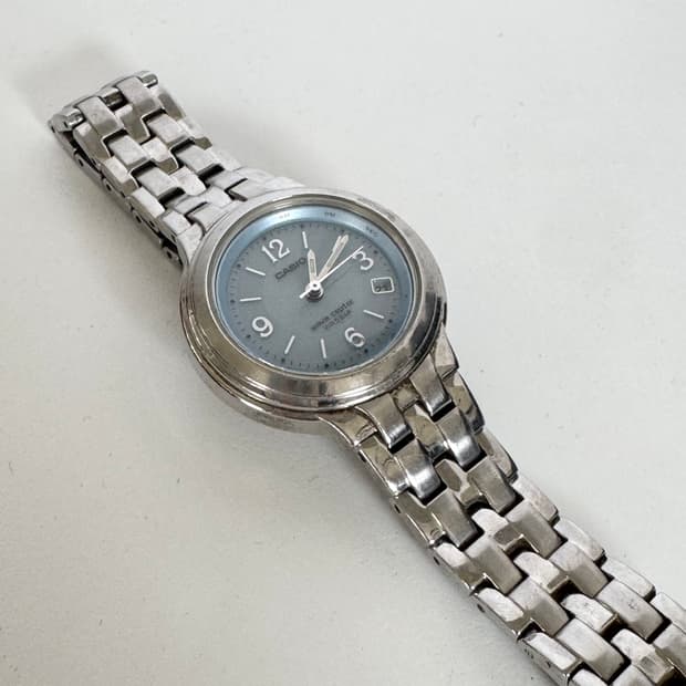 CASIO 카시오 웨이브 셉터 전파 수신 실버 메탈 워치