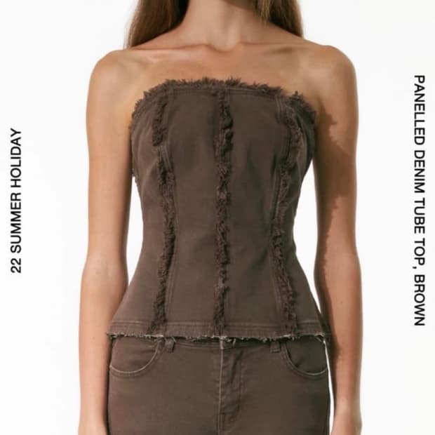 더오픈프로덕트 데님 튜브 탑