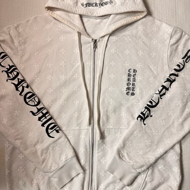 (레어) 크롬하츠 버티컬 플러스 로고 후드집업 M