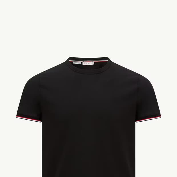(Moncler) 몽클레어 삼색 반팔 슬림핏 티셔츠 (네이비 색상)(m)