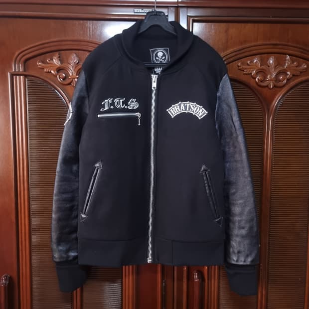 BRATSON 14F/W SKULL BIG LOGO BLACK JAKET