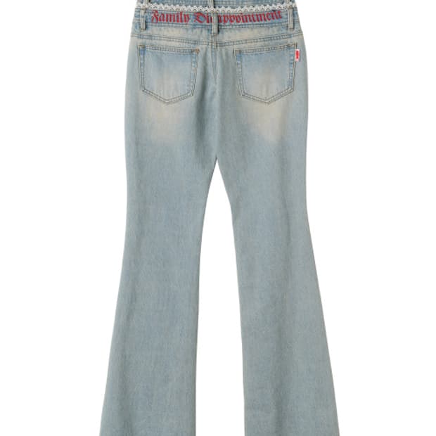 스컬프터Double waist boots cut denim Ice바지