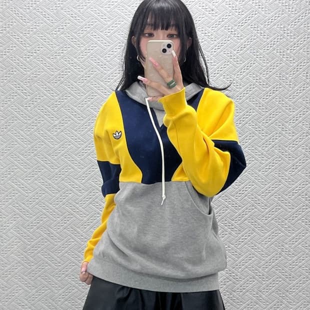 아디다스 올드스쿨 레트로 키치 컬러블럭 후드티 S C12431