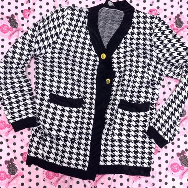 갸루 하운드투스 체크 가디건