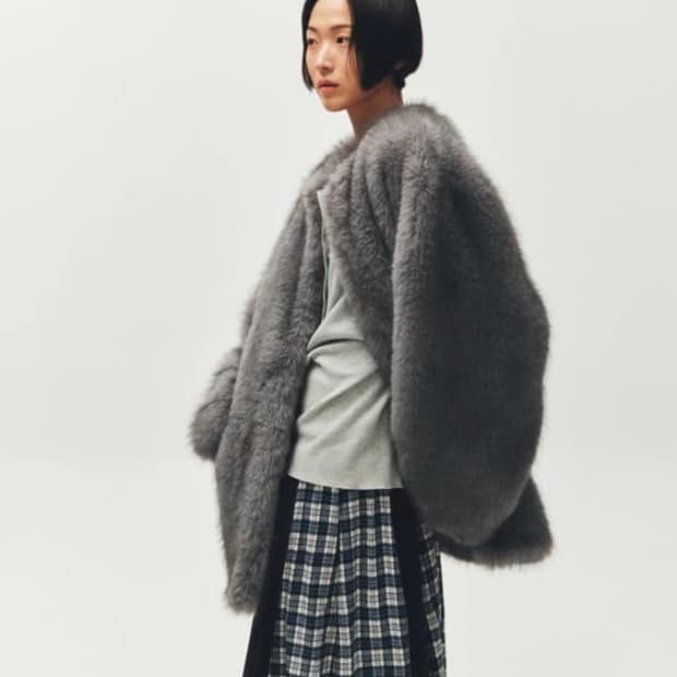 플리즈프로젝트 middle fur jaket gray