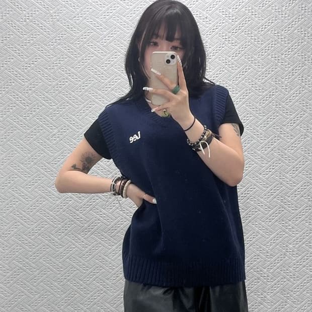 LEE 리 올드스쿨 레트로 빈티지 스몰로고 니트 조끼 S C10785