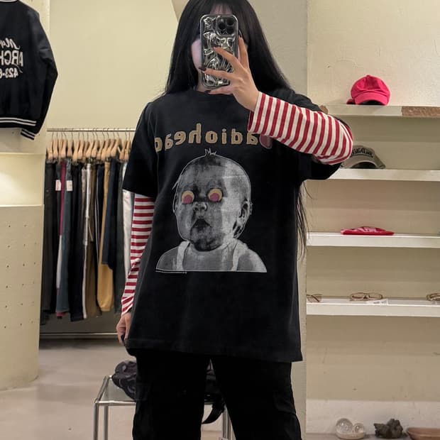 빈티지 라디오헤드 1993 앨범 프린팅 반팔 티셔츠 U1620