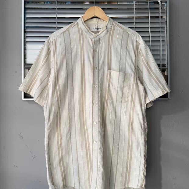 YSL 00-90s stripe non-collar 반팔셔츠