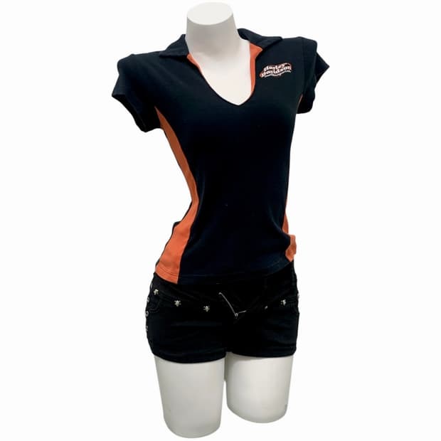 [Harley Davidson] 할리데이비슨 레이싱 배색 카라 반팔