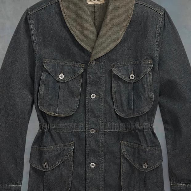 RRL 인디고 코튼 리넨 데님 필드코트 더블알엘