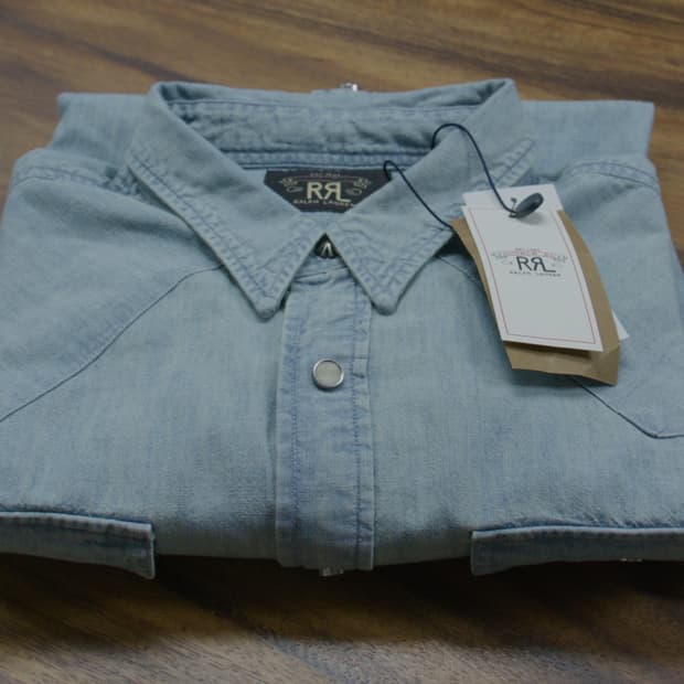 rrl 더블알엘 샴브레이 웨스턴 셔츠 L 