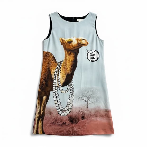 MOSCHINO 낙타 프린팅 민소매 원피스 S