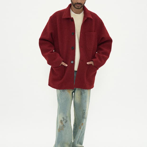 파르티멘토 컬리 울 하프코트 자켓 L