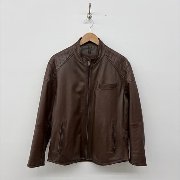 브라운 양가죽 자켓 라이더 스타일 남성 XL