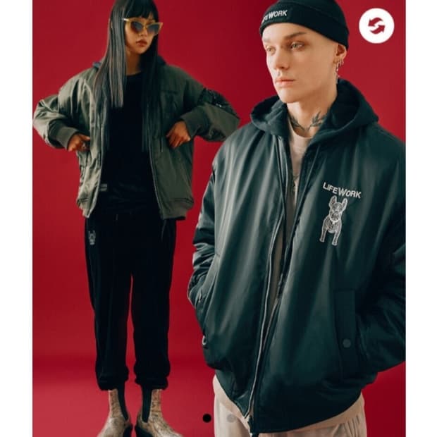 라이프워크 후드 MA-1 리버시블 패딩 항공점퍼(M)새상품
