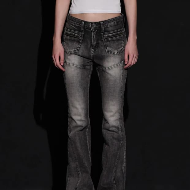 FRONT POCKET BOOTS CUT DENIM PANTS 