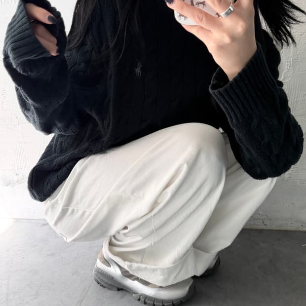  Polo 폴로 랄프로렌 신형 블랙컬러 코튼 케이블 니트