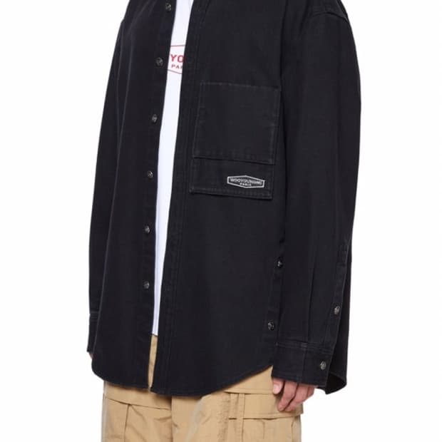 21ss 우영미 백로고 데님셔츠 블랙